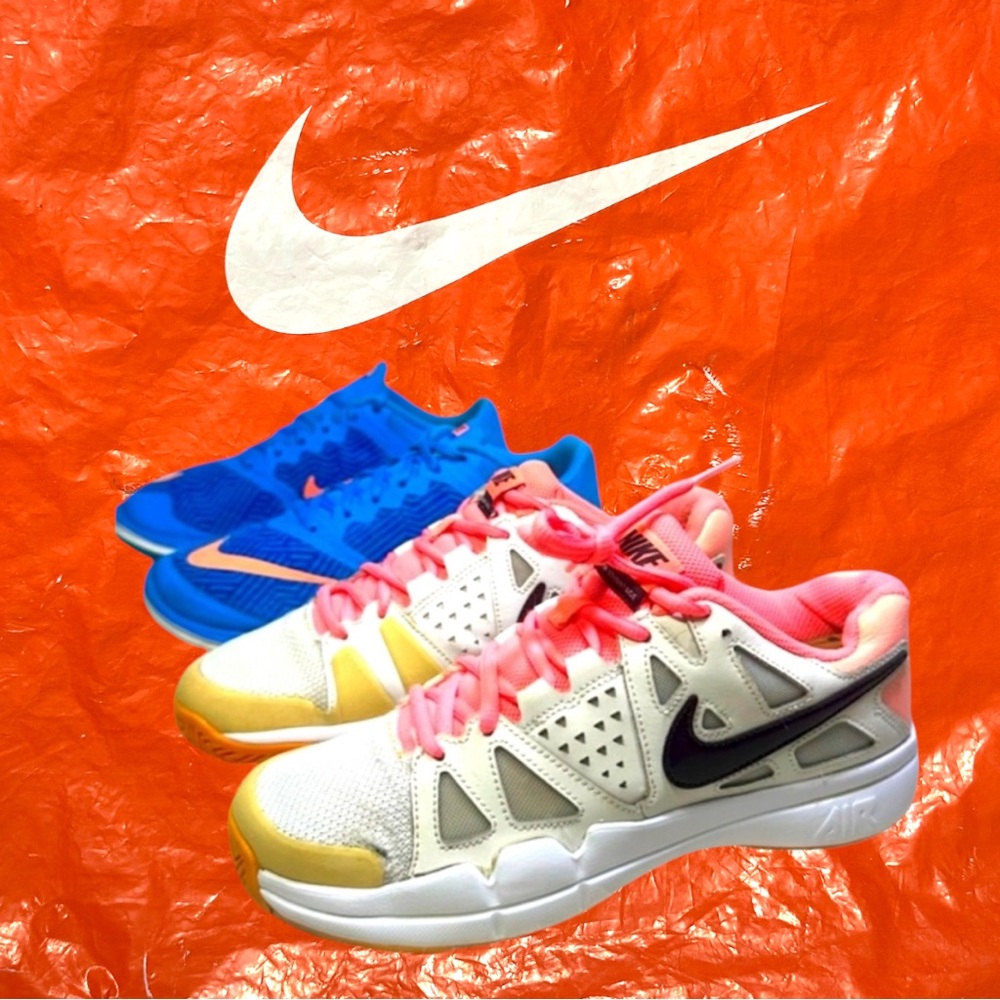 NIKE✌️🍐=☝️Price⚡️AIR VAPOR ADVANTAGE + NIKE Blue/Peach FS RUN LITE 3 Shoes Size